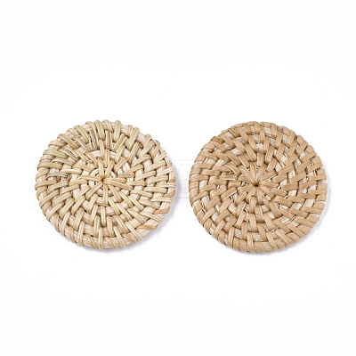 Handmade Reed Cane/Rattan Woven Beads WOVE-T006-128B-1