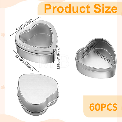 60Pcs Tinplate Packing Boxes with Visible Window Lid CON-WA0001-12-1
