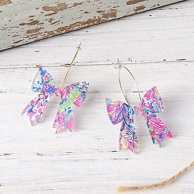Bowknot Acrylic Hoop Earrings FS-WGD1738-01-1
