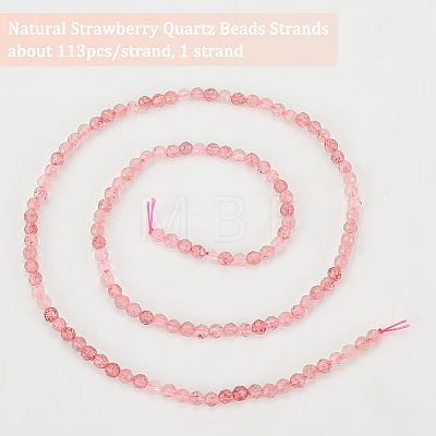 Olycraft 1 Strand Natural Strawberry Quartz Beads Strands G-OC0004-43-1