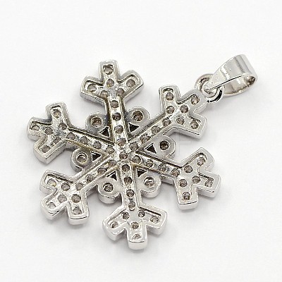 CZ Christmas Jewelry Brass Micro Pave Cubic Zirconia Snowflake Pendants ZIRC-M026-01P-1