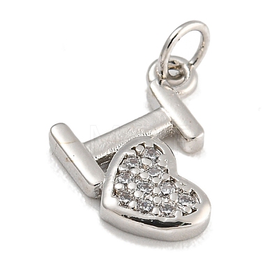 Rack Plating Brass Micro Pave Clear Cubic Zirconia Charms KK-U030-22P-1