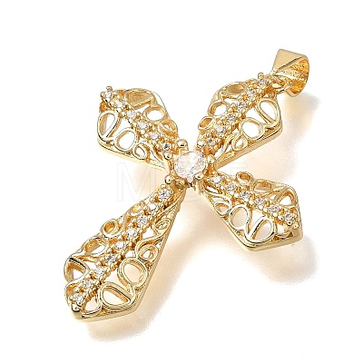 Brass Micro Pave Clear Cubic Zirconia Pendants CU-CBA9883-05G-G-1