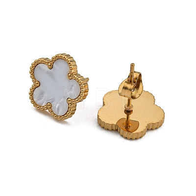 Ion Plating(IP) Flower Golden 304 Stainless Steel Stud Earrings EJEW-H129-03G-05A-1