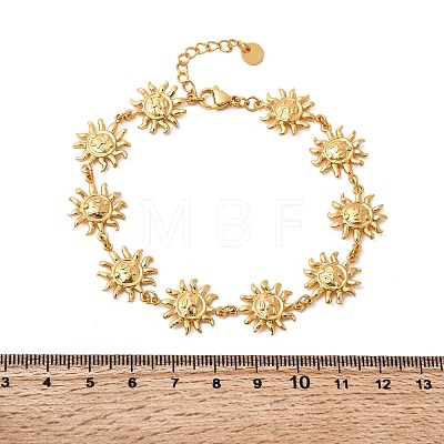 304 Stainless Steel Sun Link Chain Anklets for Women AJEW-C043-01G-1