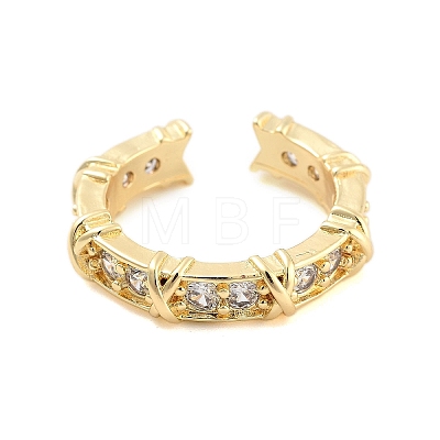 Clear Cubic Zirconia Open Cuff Rings RJEW-U002-09G-1