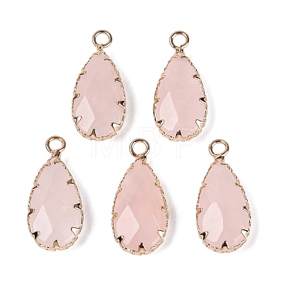 Natural Rose Quartz Faceted Pendants G-Q606-104G-09-1