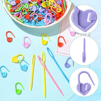 204Pcs 12 Styles Eco-Friendly ABS Plastic Knitting Crochet Locking Stitch Markers Holder IFIN-FS0001-67-1
