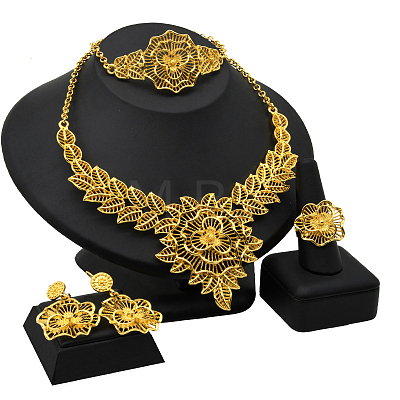 Alloy Pendant Necklaces & Stud Dangle Earrings & Rings & Link Bracelets Sets WGE4917-04-1