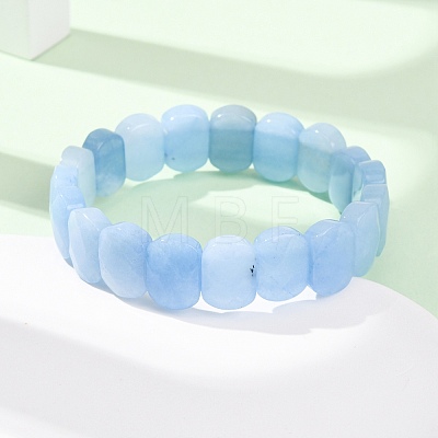 Dyed Natural White Jade Beaded Stretch Bracelets for Unisex G-K303-01K-02-1