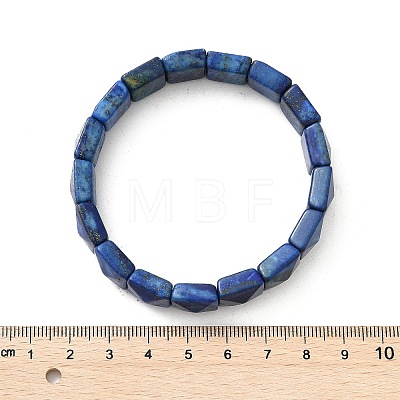 Square Dyed Natural Lapis Lazuli Beads Stretch Bracelets for Women Men BJEW-C097-06M-1