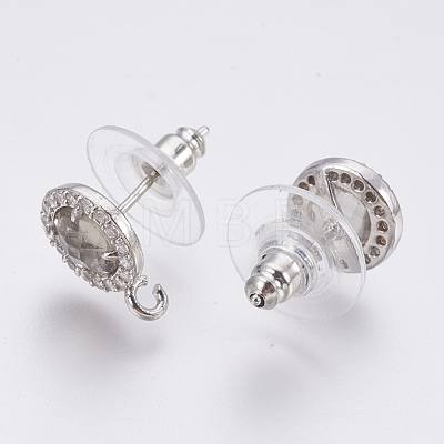 Faceted Glass Stud Earring Findings GLAA-F084-B06-1