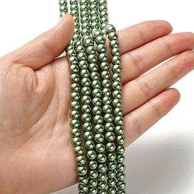 Eco-Friendly Dyed Glass Pearl Bead Strands HY-A008-6mm-RB025-1
