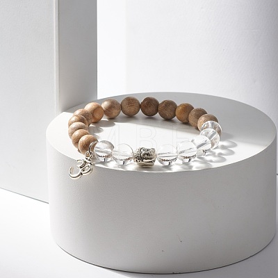 Aum/Om Symbol & Buddha Alloy Charm Bracelet for Teen Girl Women BJEW-JB07726-1