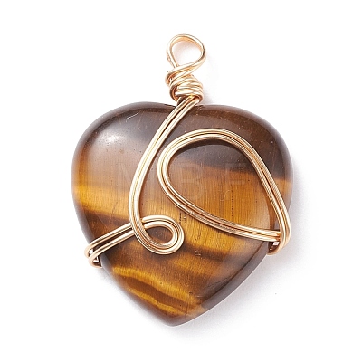 Natural Tiger Eye Pendants PALLOY-JF01490-04-1