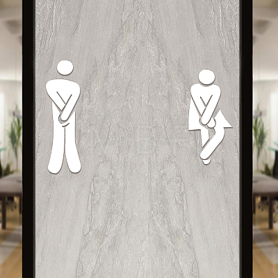 3D Plastic Self-Adhesive Man & Woman Pattern Mirror WC Sign DIY-WH0308-145C-1