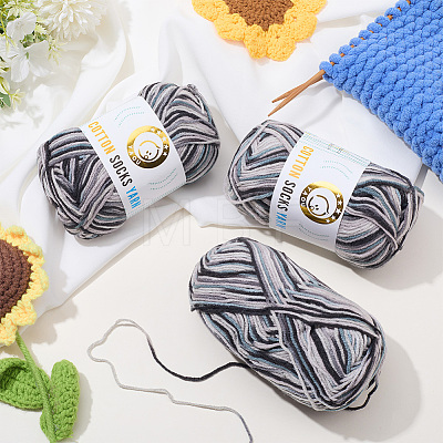 3 Skeins 3-Ply Cotton Sock Yarn YCOR-DJ0001-06A-1