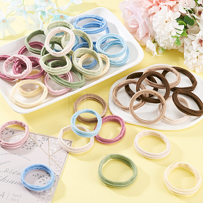 4 Sets 4 Colors Polyester Elastic Hair Accessories OHAR-TA0001-21-1