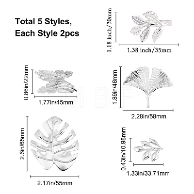 Gorgecraft 10 Pcs 5 Styles Alloy Napkin Rings AJEW-GF0002-72P-1