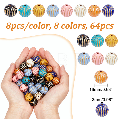 64Pcs 8 Colors Plating Acrylic Beads KY-AR0001-17-1