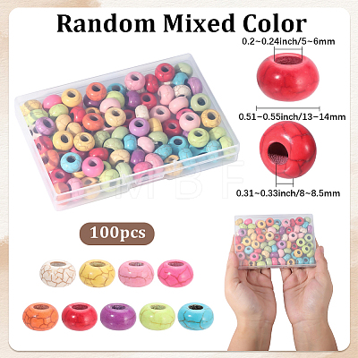 100Pcs Synthetic Turquoise European Beads TURQ-PA0001-04-1