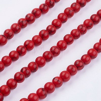 Imitation Synthetic Turquoise Bead Strands G-F434-6mm-01-1