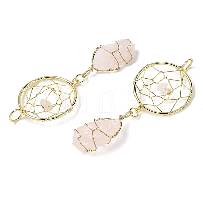 Raw Rough Natural Rose Quartz Coppwer Wire Wrapped Big Pendants G-G314-02G-01-1