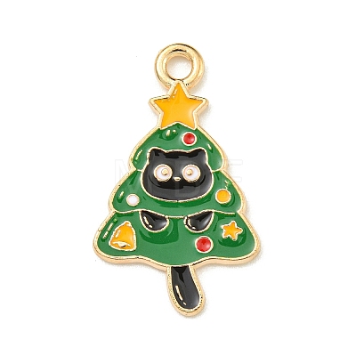 Christmas Kitty Alloy Enamel Pendants X-ENAM-I060-02B-1