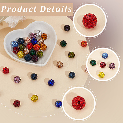 150Pcs 15 Colors Pave Disco Ball Beads RB-PA0001-09A-1