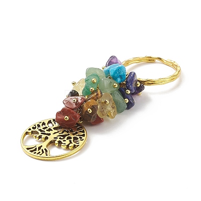 Chakra Natural Gemstone Chip Pendant Keychain KEYC-JKC00414-03-1