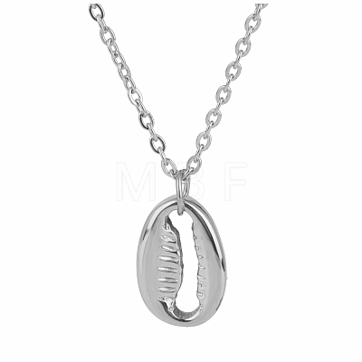 Stylish Stainless Steel Shell Shaped Pendant Necklaces for Women's Daily Wear EM8796-1-1