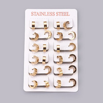304 Stainless Steel Huggie Hoop Earrings X-EJEW-O087-09E-1