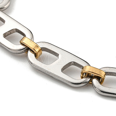 Two Tone 304 Stainless Steel Oval Link Chain Bracelet BJEW-B078-03GP-1