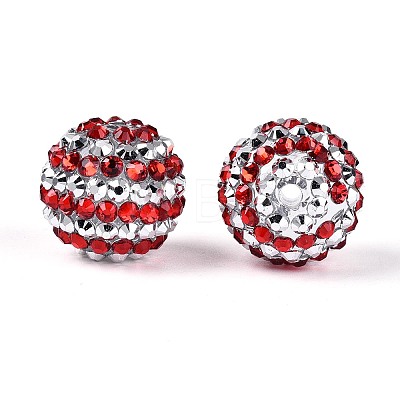 Acrylic with Resin Rhinestone Beads OACR-T030-21B-1