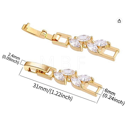 Brass Fold Over Clasps ZIRC-WH0009-02G-1