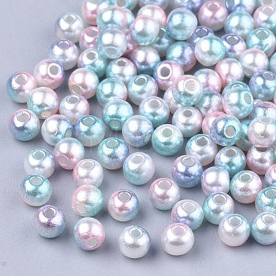 Rainbow ABS Plastic Imitation Pearl Beads OACR-Q174-10mm-05-1