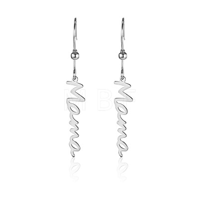 Simple Stainless Steel Mama Dangle Earrings for Mother's Day QW8429-4-1