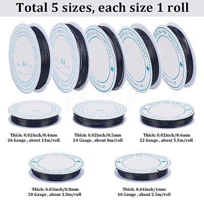 5 Rolls 5 Styles Copper Jewelry Craft Wire CWIR-SC0001-08-1