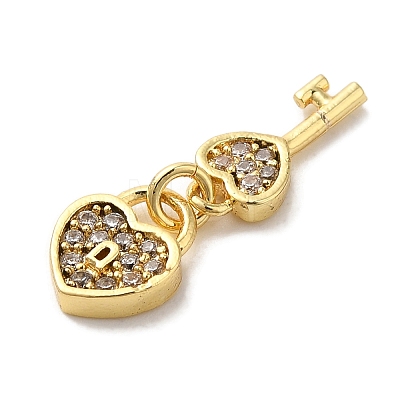 Brass Micro Pave Cubic Zirconia Charms KK-C072-27B-G-1