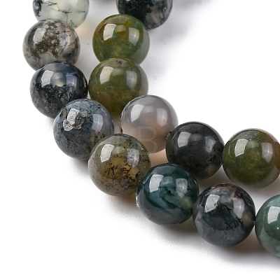 Natural Moss Agate Beads Strands G-F453-8mm-1