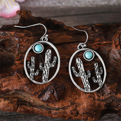 Alloy & Synthetic Turquoise Dangle Earrings FS-WG3DEAB-02-1
