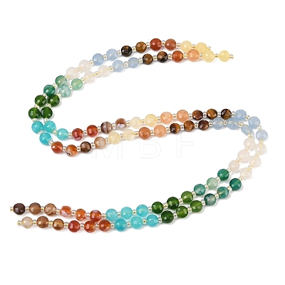 Natural Agate(Dyed & Heated) & Dyed White Jade & Tiger Eye Beads Strands G-Z135-B05-1