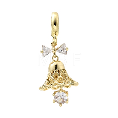 Brass Micro Pave Cubic Zirconia European Dangle Charms KK-L258-07G-01-1