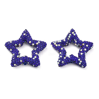 Star Shape Polymer Clay Rhinestone Beads CLAY-NH0001-06D-1