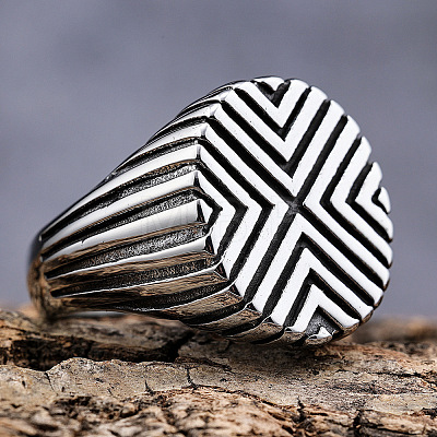 Textured 304 Stainless Steel Finger Rings for Men FS-WGDE9FA-03-1