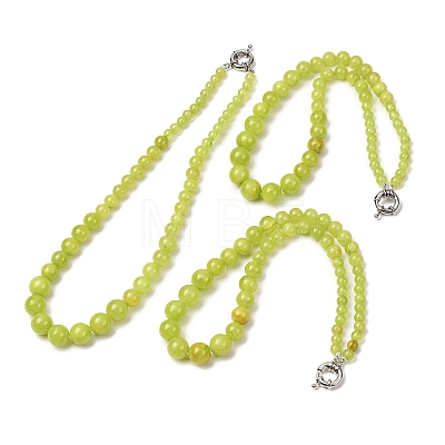 Dyed Round Natural Green Jade Graduated Beaded Necklaces GG-CBAA808-05P-F-1