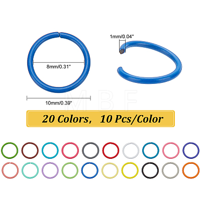   200Pcs 20 Colors Baking Painted Iron Jump Rings IFIN-PH0002-10-1