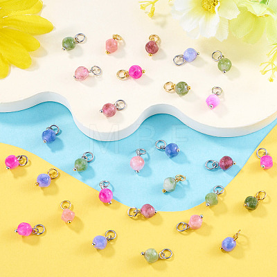 30Pcs 3 Styles Natural Colorful Tourmaline Dice Charms PALLOY-TA00370-1