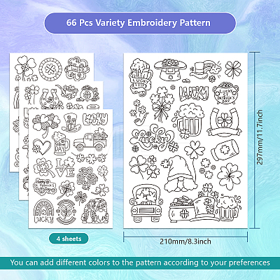 4 Sheets 11.6x8.2 Inch Stick and Stitch Embroidery Patterns DIY-WH0455-062-1