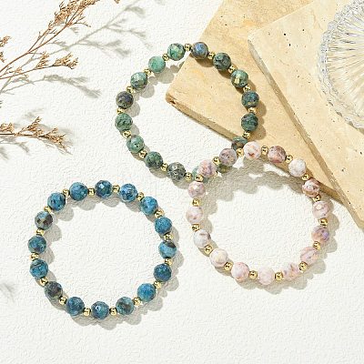 Round Electroplated Natural Druzy Geode Crystal Beaded Bracelets BJEW-JB13924-1